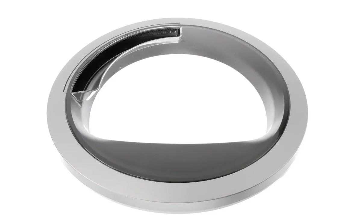 11028744 Bosch Dryer Window Door Assembly with Latch/hook and hinge Silver Dark Grey - Series 4 Tumble dryer