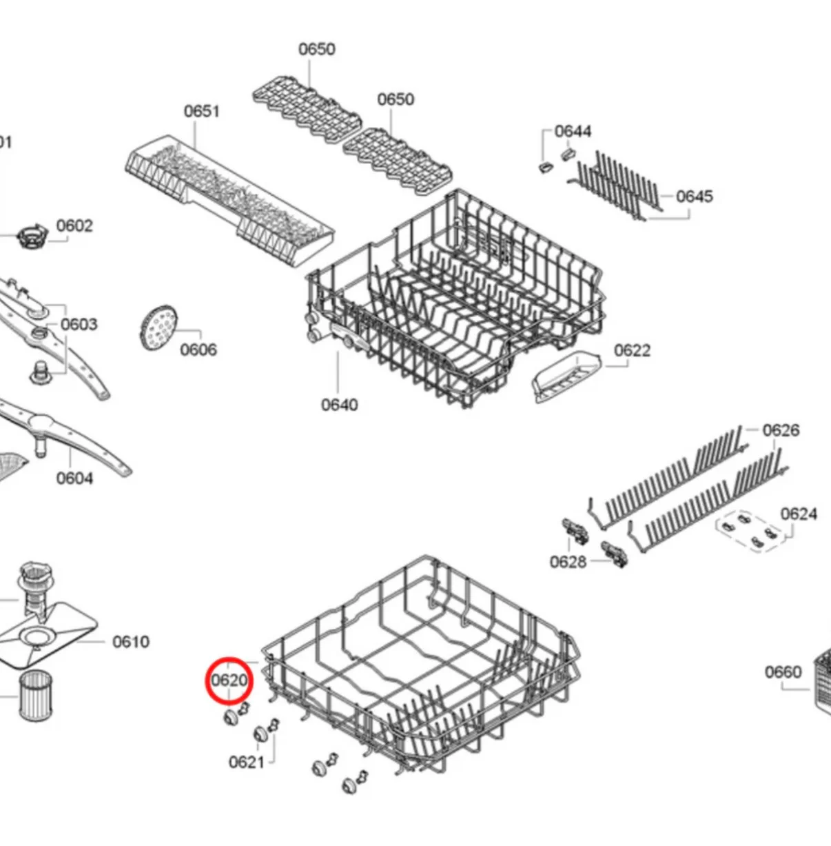 20002125 BOSCH DISHWASHER LOWER BASKET/RACK - Image 3