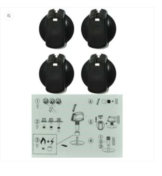 4055986550 (UK-40B1/4) UNIVERSAL COOKTOP/OVEN KNOB BLACK 40mm SKIRT (PACK 4)